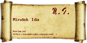 Mindek Ida névjegykártya